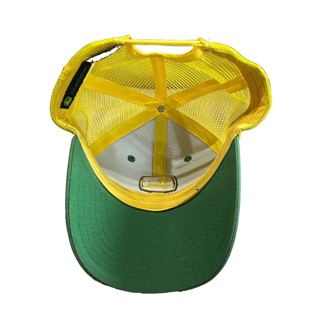 Vintage John Deere Trucker Hat Cap Snapback Green Yellow Mesh Farm Tractor Logo